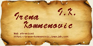Irena Komnenović vizit kartica